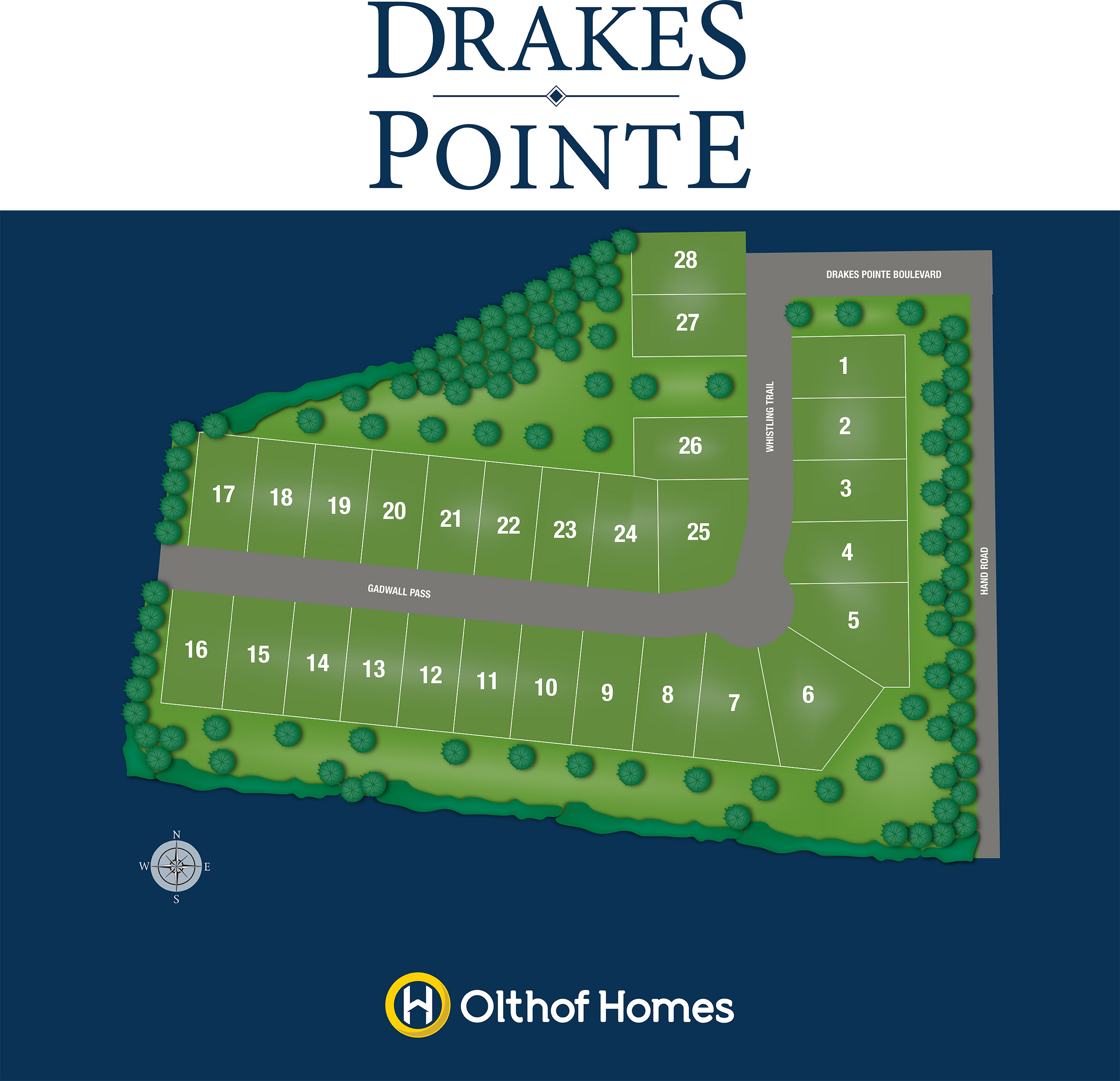 VIA Marketing Plat & Site Illustration  Olthof Homes Subdivision Community Drakes Pointe
