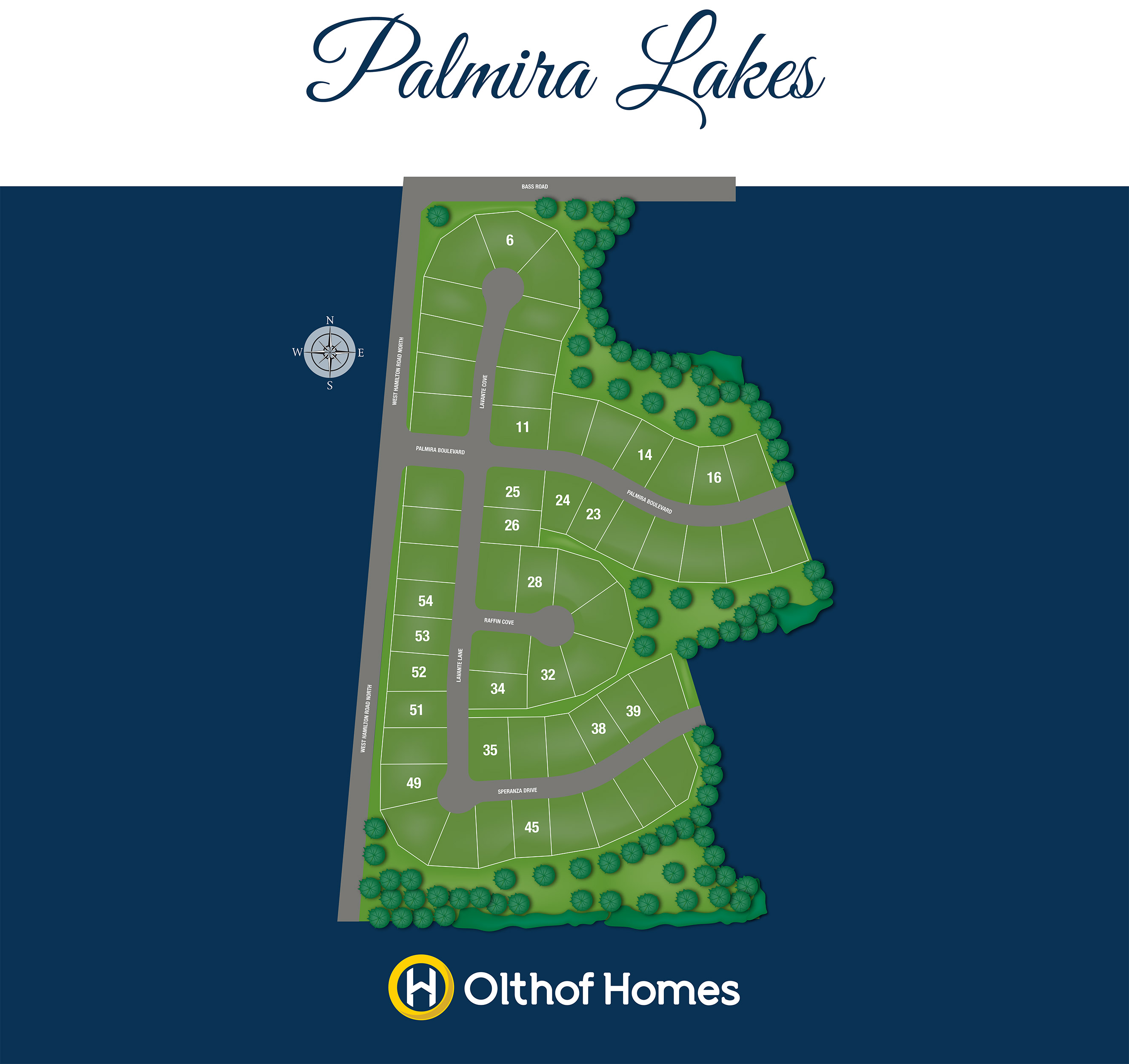 VIA Marketing Plat & Site Illustration Olthof Homes Subdivision Community Palmira Lakes