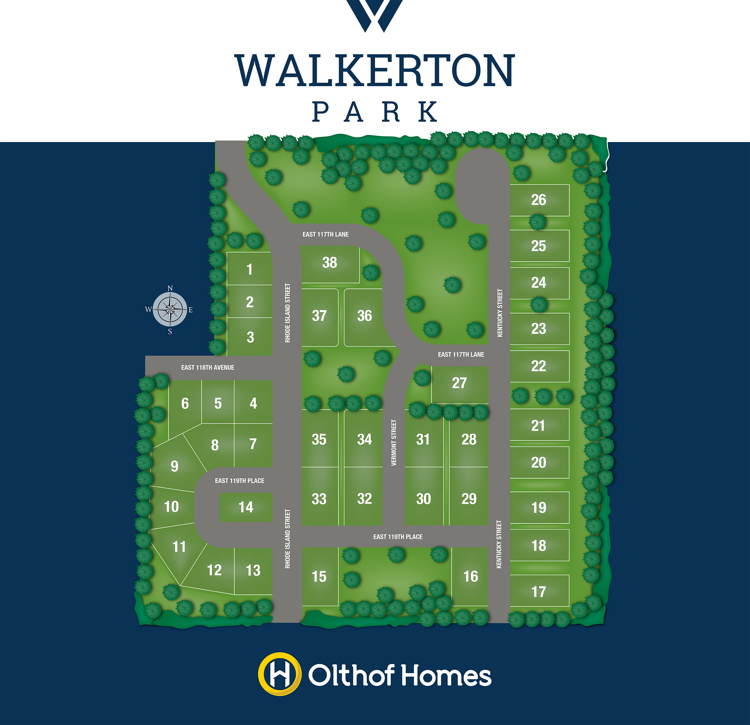 VIA Marketing Plat & Site Illustration  Olthof Homes Subdivision Community Walkerton Park